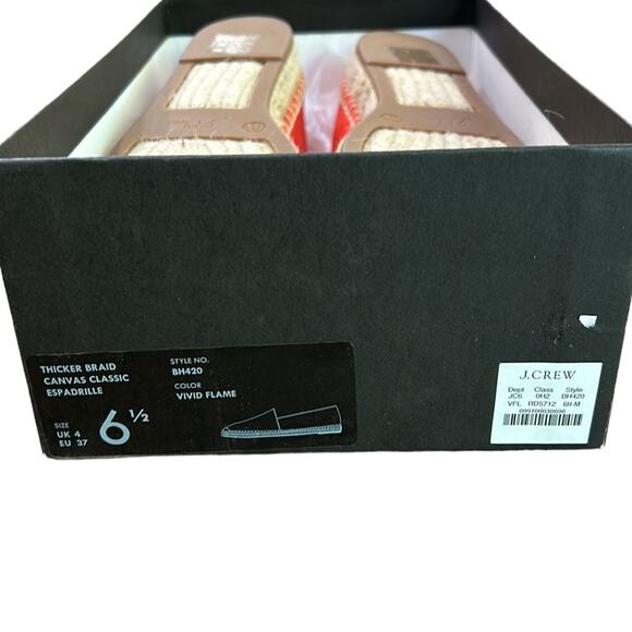 J.Crew thicker braid canvas classic espadrille vivid flame women’s size 6.5 - Picture 8 of 9